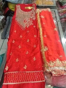 Red Embroidered Salwar Kameez