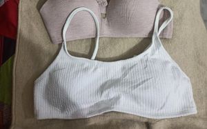 White Striped Bra