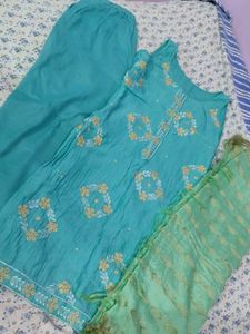 Teal Embroidered Salwar Kameez