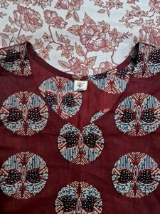 Printed Maroon Kurti Size M