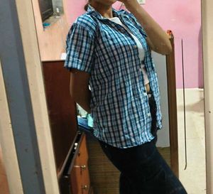Trendy Blue Checkered Shirt