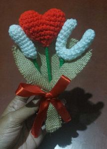 Crochet Heart 'I Love You' Bouquet