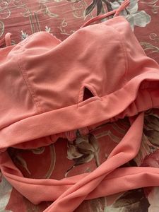 Coral Tie-Up Crop Top