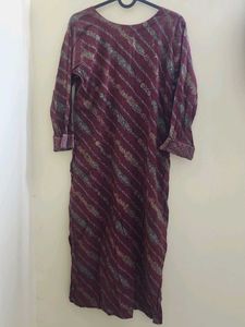 Burgundy Striped Kurta Set