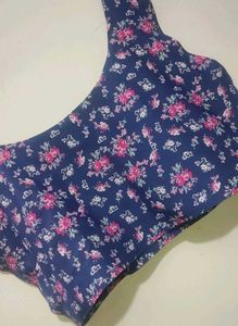 Navy Blue Sports Bra Pink Floral Print For 32D