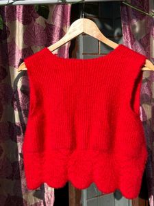 Red Knitted Vest Top
