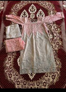 Pink & Silver Embroidered Pakistani Suit