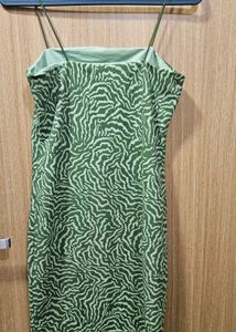 Green Zebra Print Mini Dress