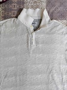 Gray and White Short Sleeve Polo Shirt