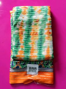 Striped Sari with Floral Border