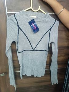Dark Grey Slim Fit Stylish Winter Top