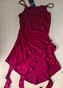 Spaghetti Strap Ruffle Detail Mini Sheath Dress