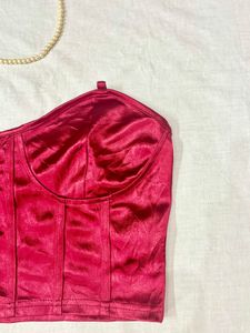 Red Satin Bustier Top