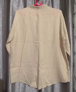 Beige Linen Blend Blouse
