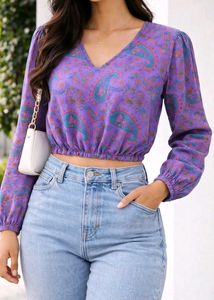 Paisley Print Crop Top XS size