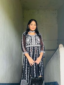 Black Embroidered Kurta Set