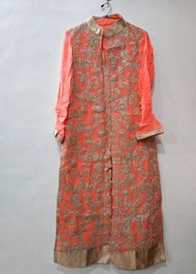 Coral Suit Set With Sharara