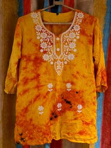 Tie-Dye Embroidered Kurta