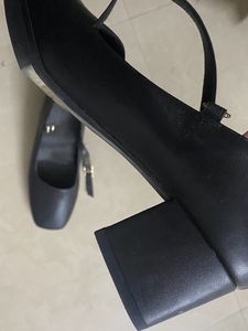 Black Vintage Leather Strap Heels