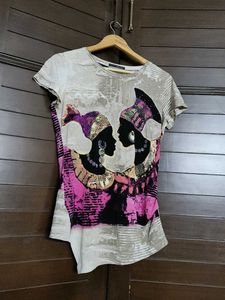 Picknmix Women Girl Print Embellished Casual Top