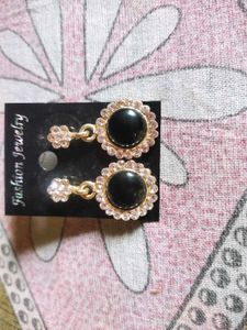Sparkly Black Gem Drop Earrings