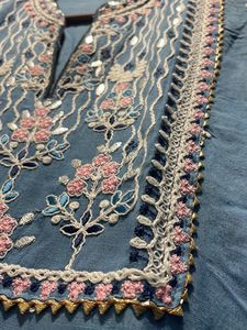 Gotta Work Embroidery Blue Kurti For Women