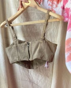 Freakins Denim Corset Crop Top