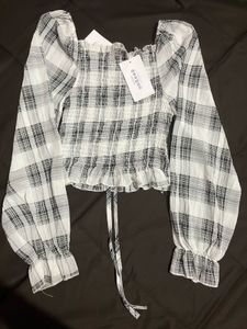Plaid Smocked Top
