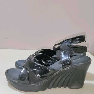 Black Wedge Heels Sandals