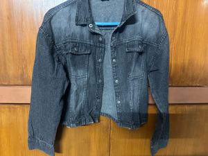 y2k faded grey denim jacket