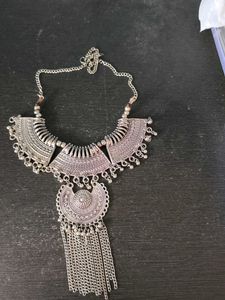 Boho Silver Statement Necklace