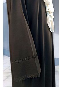 Elegant Black Abaya with Lace Trim