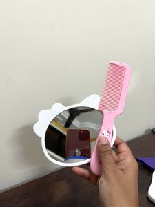 My Melody Mirror With Comb Set - Pink