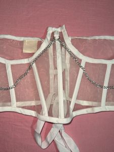 White Sheer Chain Corset Top