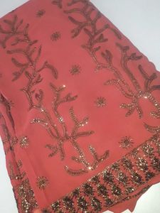 Beautiful Silk Reddish Colour Saree With Sequence