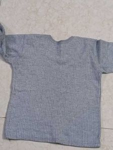 Gray Ribbed Long Sleeve Top