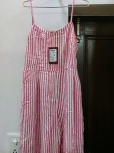Brand New Pink And White Stripe Cotton JUMPSUIT