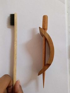 Bamboo Toothbrush &amp; Wooden hair clip