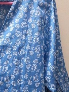 Blue Floral V-Neck Blouse