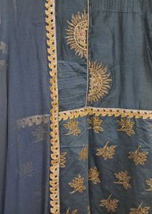Elegant Gray &amp; Gold Print Gown Fastive Were
