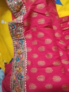 Embroidered Pink Patiala Set With Handwork Dupatta