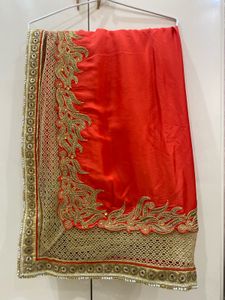 Gorgeous Red Golden Saree -Net Work