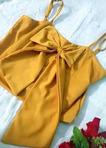 Mustard Bow Tie Tank Top