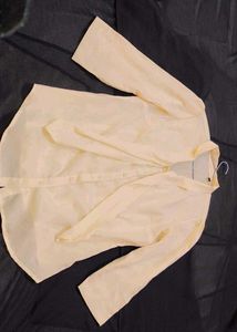 Elegant Tie-Neck Blouse and pastle yellow color