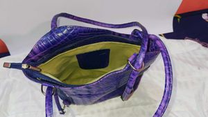 Purple Alligator Print Convertible Bag