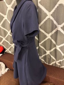 Stylish Navy Blue Wrap Dress