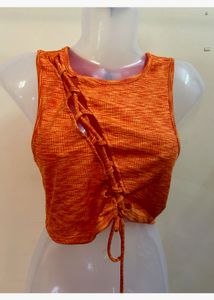 H&amp;M Orange Tie-Up Crop Top