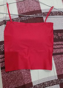 Red Ribbed Tank Top