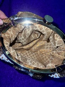 Anekaant Gold-Toned Embellished Tasselled Clutch