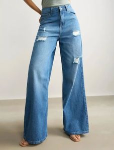 Wide Leg Distressed Jeans